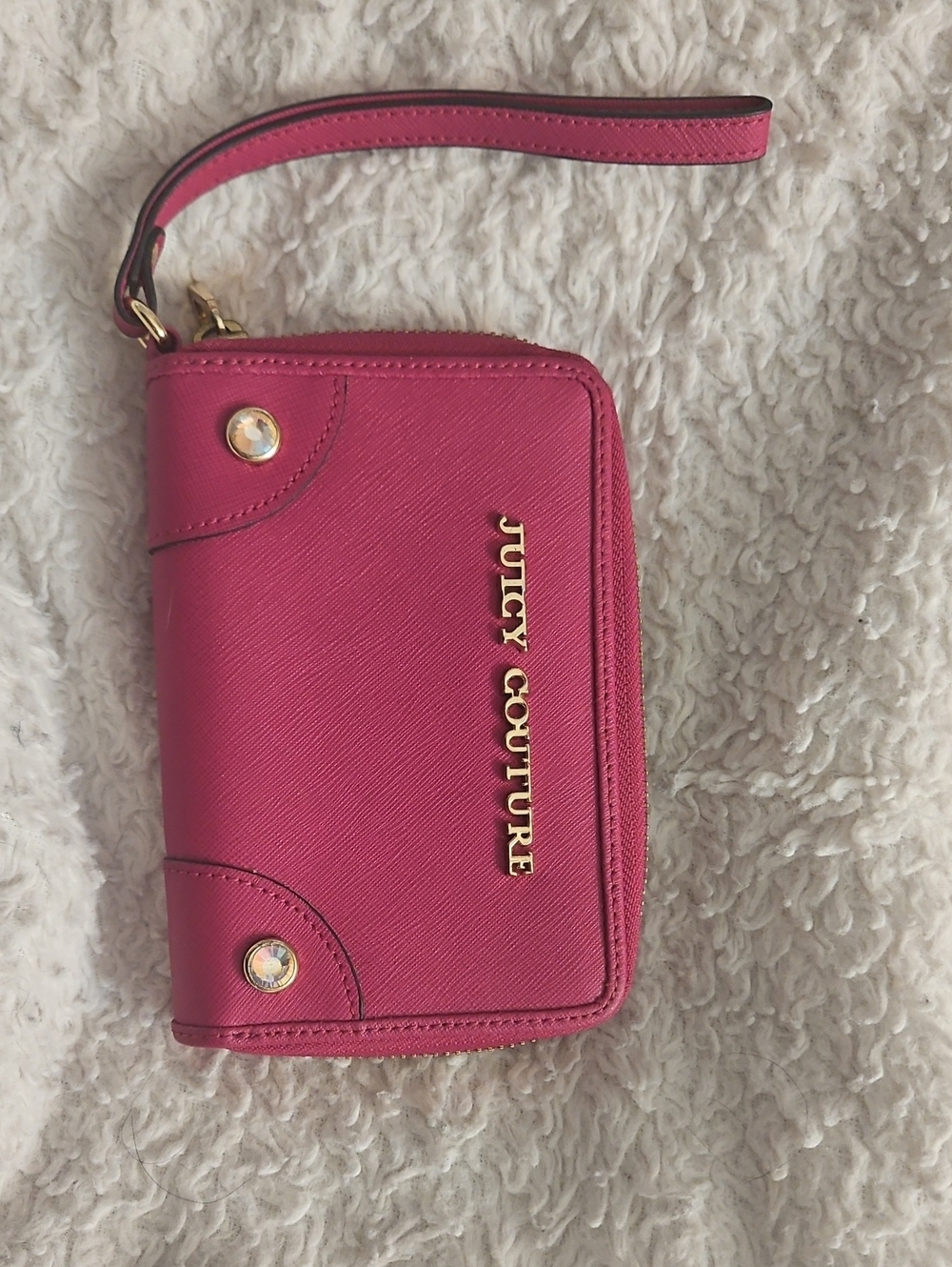 Juicy Couture Hot Pink Wristlet Clutch with Gold Hardware
